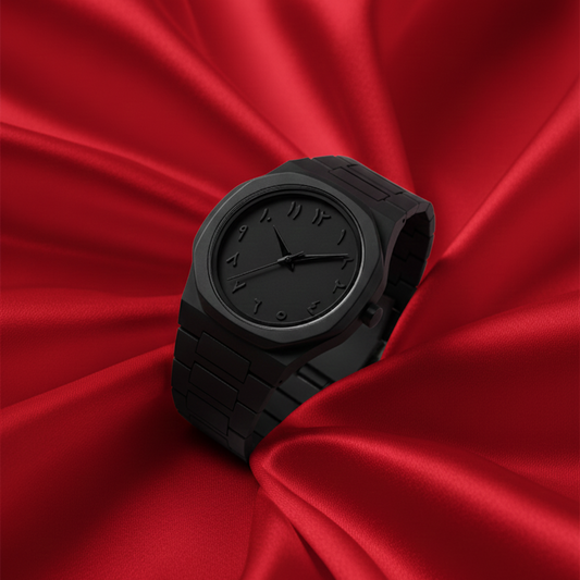 Arabic Aura Watch Black-Color For Men Stylish and 100% Orignal : Arabi Numerals and Fiber Chain