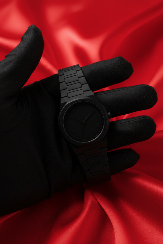 Arabic Aura Watch Black-Color For Men Stylish and 100% Orignal : Arabi Numerals and Fiber Chain