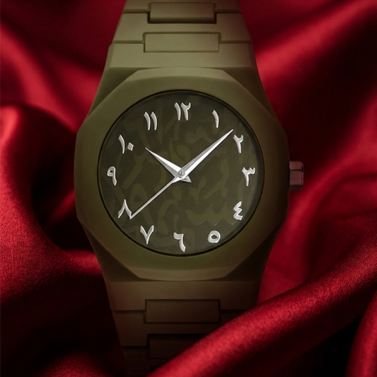 Green~Color Aura Watch For Men Very Stylish Luxury and premium Quality Look With Arabic Numbers abd Fiber Chain