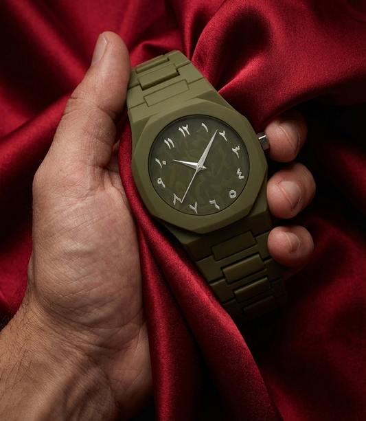 Green~Color Aura Watch For Men Very Stylish Luxury and premium Quality Look With Arabic Numbers abd Fiber Chain