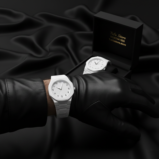 White-Color Arabic Aura Watch For Men Full Stylish and special look with Fiber Chain and Arabic Numerals Full special