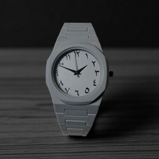 Grey~Color Arabic Aura Watch For Every  Mens and Women 100% Orignal Quality With Arabic Numerals and Fiber Chain